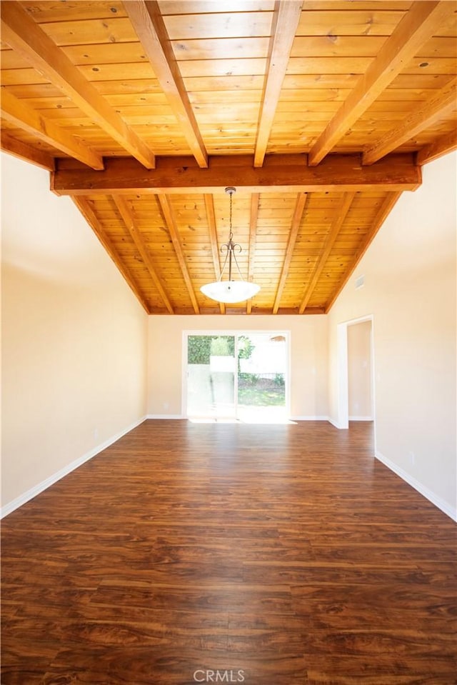 10345 Encino Ave, Granada Hills, CA 91344 - empty room with wood ceiling and dark wood finished floors