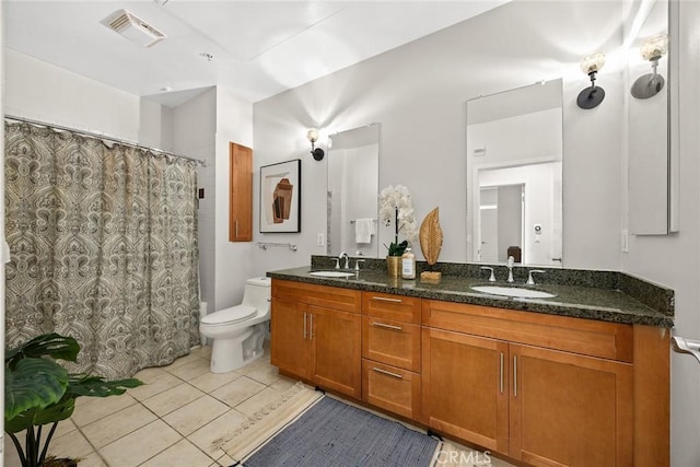 505 Falling Leaf, Monrovia, CA 91016 - bathroom with tile patterned flooring, double vanity, and curtained shower