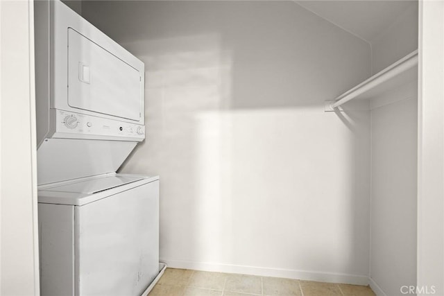 505 Falling Leaf, Monrovia, CA 91016 - washroom featuring stacked washing machine and dryer and baseboards