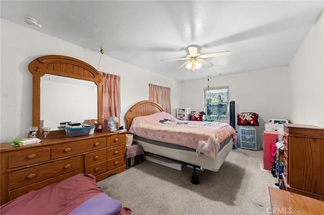 23034 Cedar Way, Crestline, CA 92325 - carpeted bedroom with a ceiling fan