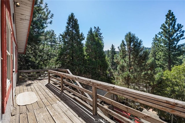 23034 Cedar Way, Crestline, CA 92325 - deck featuring a view of trees