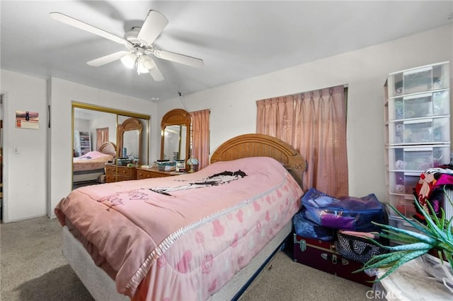 23034 Cedar Way, Crestline, CA 92325 - carpeted bedroom with a closet and ceiling fan