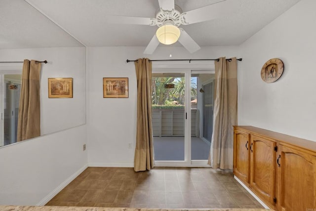 6820 Hyde Park Dr Unit A, San Diego, CA 92119 - unfurnished dining area featuring baseboards and ceiling fan