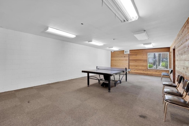6820 Hyde Park Dr Unit A, San Diego, CA 92119 - playroom with wooden walls and carpet floors