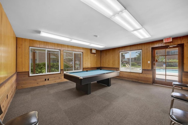 6820 Hyde Park Dr Unit A, San Diego, CA 92119 - playroom with wood walls, billiards table, and carpet
