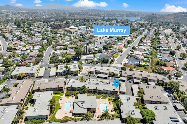6820 Hyde Park Dr Unit A, San Diego, CA 92119 - aerial view of property and surrounding area with mountains and nearby suburban area
