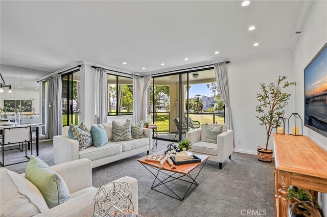 120 The Unit 210, Redondo Beach, CA 90277 - living room featuring recessed lighting and carpet flooring
