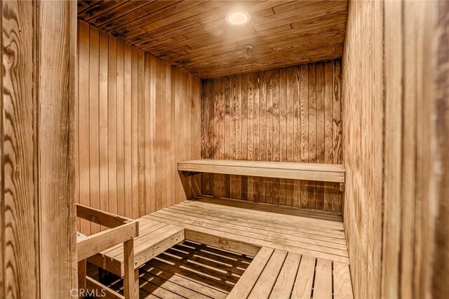 120 The Unit 210, Redondo Beach, CA 90277 - sauna featuring wood walls and wood ceiling