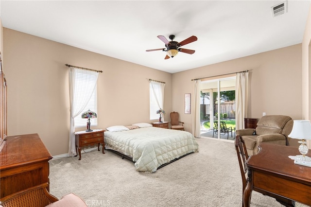 14067 Glendale Ct, Rancho Cucamonga, CA 91739 - carpeted bedroom featuring access to outside and a ceiling fan