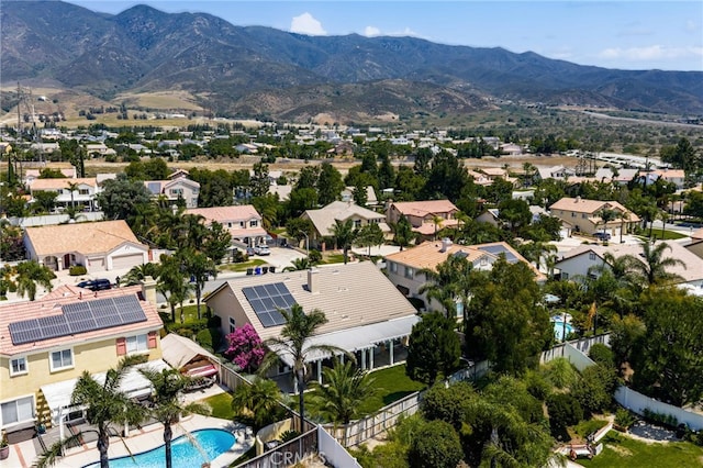 14067 Glendale Ct, Rancho Cucamonga, CA 91739 - aerial perspective of suburban area featuring a pool area and a mountainous background