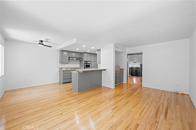 4320 Glencoe Ave Unit 2, Marina Del Rey, CA 90292 - unfurnished living room with light wood finished floors, ceiling fan, and recessed lighting