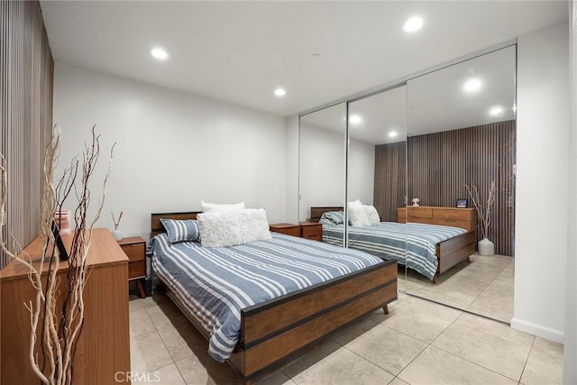 1068 Calle Del Cerro Unit 1521, San Clemente, CA 92672 - bedroom featuring recessed lighting, light tile patterned floors, and a closet