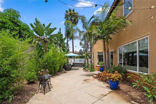 982 Camino Del Arroyo Dr Unit 49, San Marcos, CA 92078 - fenced backyard with a patio and a hot tub