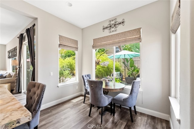 982 Camino Del Arroyo Dr Unit 49, San Marcos, CA 92078 - dining room featuring baseboards and wood finished floors