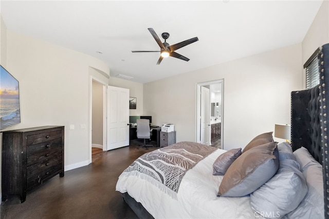 982 Camino Del Arroyo Dr Unit 49, San Marcos, CA 92078 - bedroom featuring concrete floors, a desk, and ceiling fan