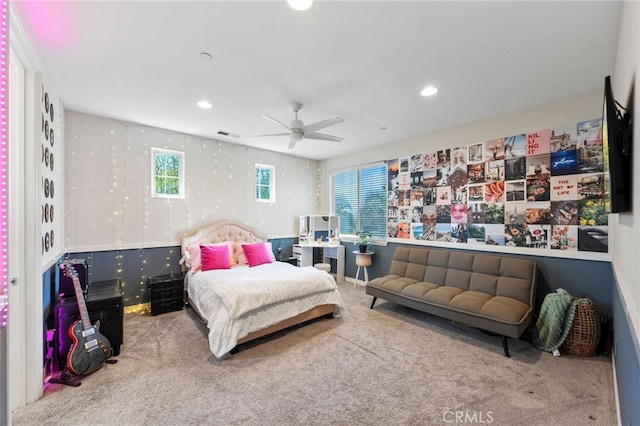 982 Camino Del Arroyo Dr Unit 49, San Marcos, CA 92078 - bedroom with carpet flooring, recessed lighting, and ceiling fan