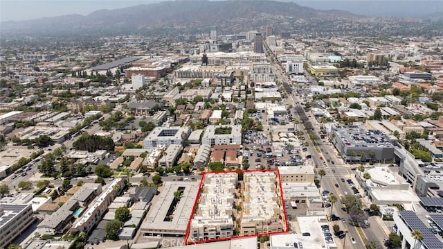 116 W Maple St Unit 25, Glendale, CA 91204 - aerial view of property's location with property boundaries highlighted and a mountainous background