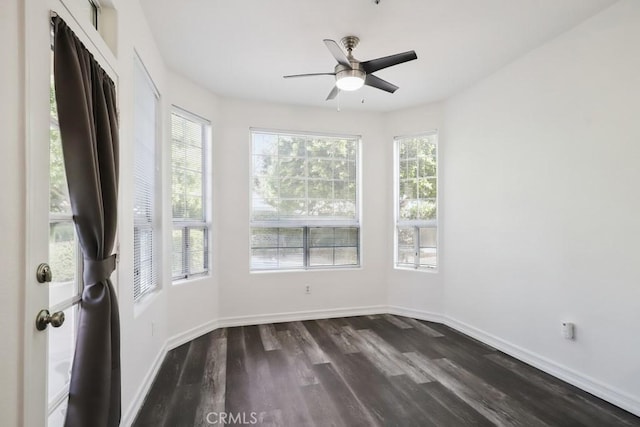 14226 Remington Ct, Fontana, CA 92336 - empty room featuring a ceiling fan and dark wood-style floors