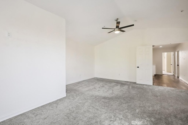 14226 Remington Ct, Fontana, CA 92336 - empty room featuring carpet flooring, a ceiling fan, and vaulted ceiling