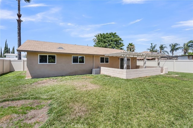 24933 Dracaea Ave, Moreno Valley, CA 92553 - rear view of house featuring a pergola, stucco siding, and a fenced backyard