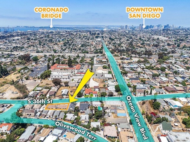 53945 S 36th St, San Diego, CA 92113 - aerial view of property and surrounding area featuring nearby urban area