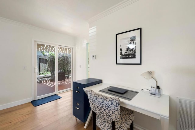 4562 Golden Ridge Dr, Oceanside, CA 92056 - office space with crown molding and light wood-style flooring