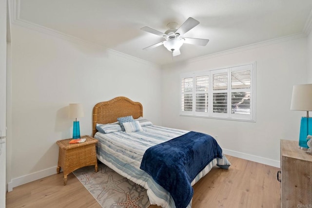 4562 Golden Ridge Dr, Oceanside, CA 92056 - bedroom featuring crown molding, light wood finished floors, and a ceiling fan