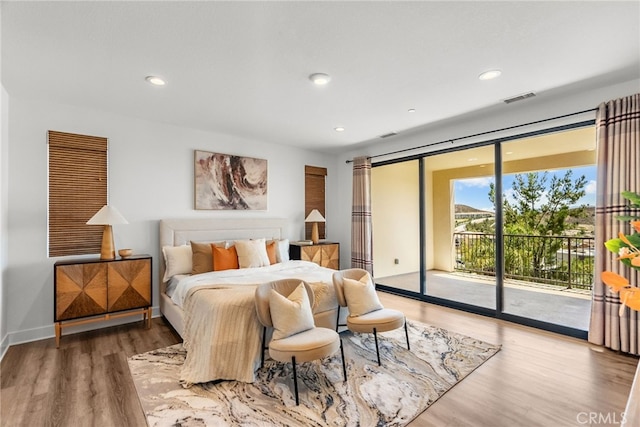 19162 Lauren Ln, Saugus, CA 91350 - bedroom featuring access to outside, wood finished floors, and recessed lighting