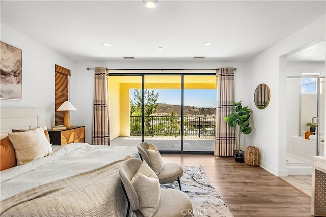 19162 Lauren Ln, Saugus, CA 91350 - bedroom with access to outside, wood finished floors, and recessed lighting