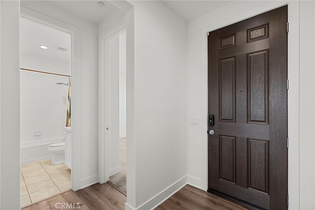 19162 Lauren Ln, Saugus, CA 91350 - foyer with wood finished floors and baseboards