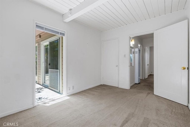 2516 Greta Pl, San Luis Obispo, CA 93401 - carpeted spare room featuring a wooden ceiling with exposed beams
