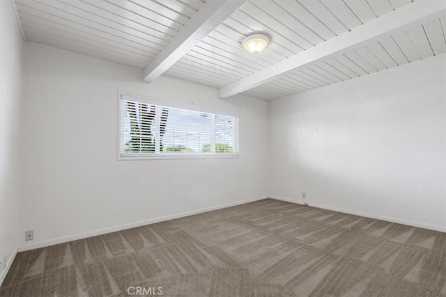 2516 Greta Pl, San Luis Obispo, CA 93401 - spare room featuring carpet and a wood ceiling with exposed beams