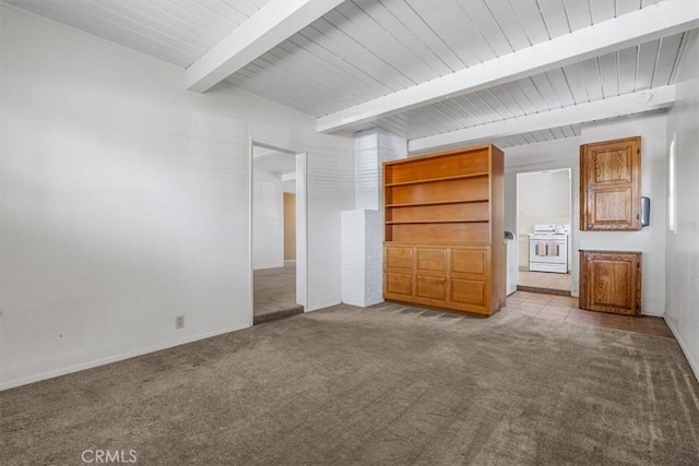 2516 Greta Pl, San Luis Obispo, CA 93401 - unfurnished bedroom featuring carpet and a wooden ceiling with exposed beams