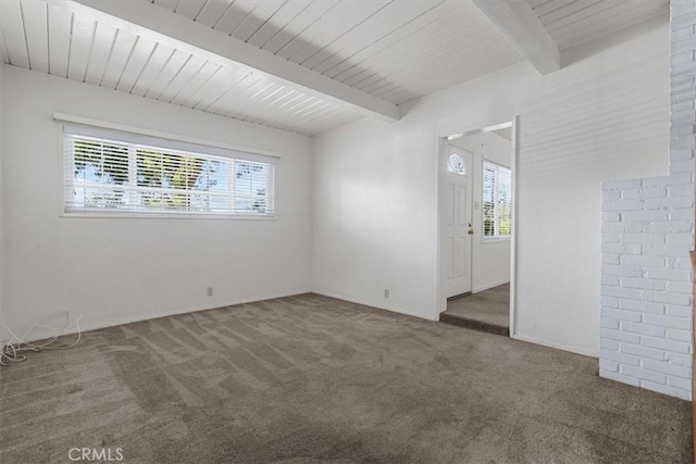 2516 Greta Pl, San Luis Obispo, CA 93401 - carpeted empty room featuring healthy amount of natural light and beam ceiling