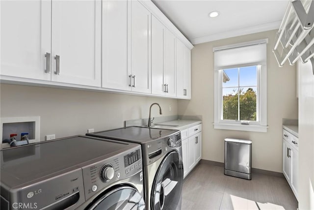 716 Elvira Ave Unit A, Redondo Beach, CA 90277 - washroom with washing machine and dryer, cabinet space, and recessed lighting
