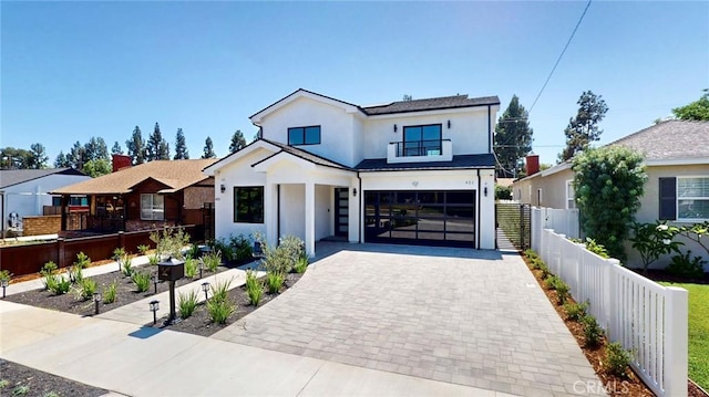 421 N Catalina St, Burbank, CA 91505 - modern farmhouse style home with stucco siding, decorative driveway, and a garage