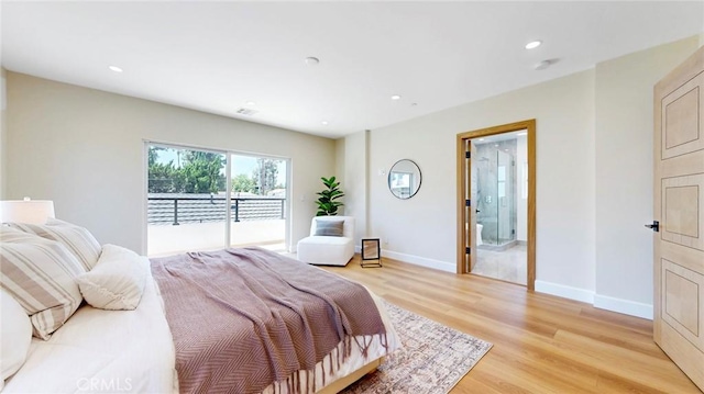 421 N Catalina St, Burbank, CA 91505 - bedroom featuring access to outside, light wood finished floors, and recessed lighting