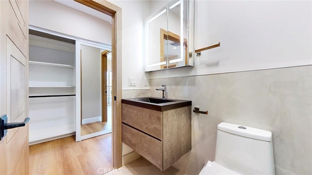 421 N Catalina St, Burbank, CA 91505 - bathroom featuring vanity and wood finished floors