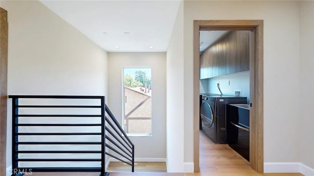 421 N Catalina St, Burbank, CA 91505 - stairway featuring independent washer and dryer and wood finished floors