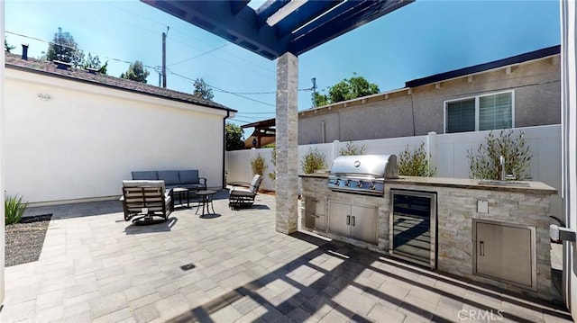 421 N Catalina St, Burbank, CA 91505 - view of patio with exterior kitchen, wine cooler, and outdoor lounge area