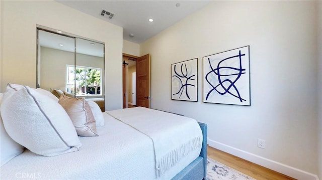 421 N Catalina St, Burbank, CA 91505 - bedroom with wood finished floors, a closet, and recessed lighting