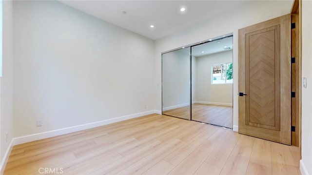 421 N Catalina St, Burbank, CA 91505 - unfurnished bedroom with light wood finished floors, a closet, and recessed lighting