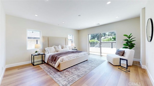 421 N Catalina St, Burbank, CA 91505 - bedroom featuring access to outside, light wood-type flooring, and recessed lighting