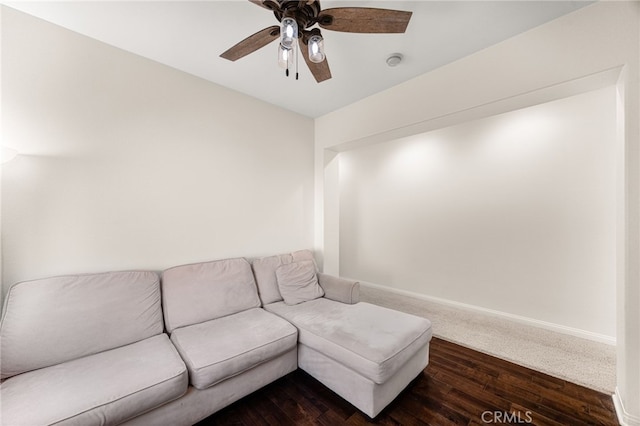 8495 E Preserve Loop, Chino, CA 91708 - living room with a ceiling fan and dark wood-style floors