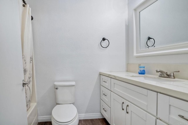 391 N Melrose Unit A, Vista, CA 92083 - full bathroom with vanity, wood finished floors, and shower / tub combo with curtain