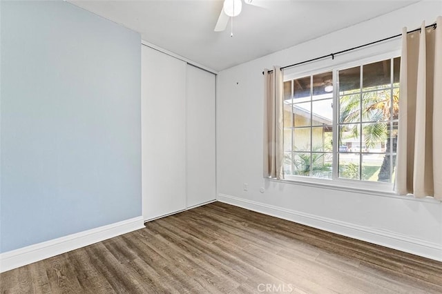 4268 Baggett Dr, Riverside, CA 92505 - spare room featuring wood finished floors and a ceiling fan
