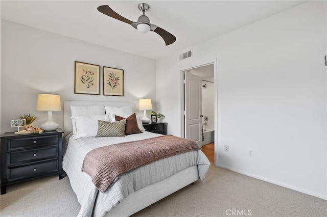 2950 19th St Unit 113, Signal Hill, CA 92707 - bedroom with carpet, ensuite bathroom, and ceiling fan