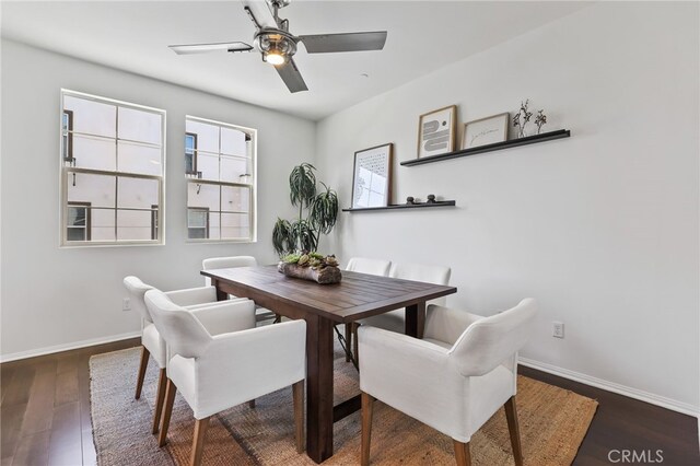 2950 19th St Unit 113, Signal Hill, CA 92707 - dining space featuring ceiling fan and wood finished floors