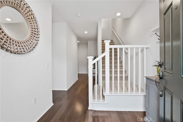 2950 19th St Unit 113, Signal Hill, CA 92707 - staircase with wood finished floors and recessed lighting