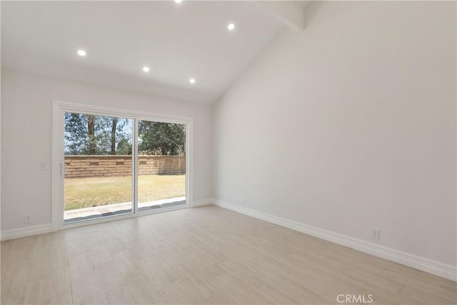 22 Sage Cyn, Pomona, CA 91766 - empty room with lofted ceiling, recessed lighting, and light wood finished floors